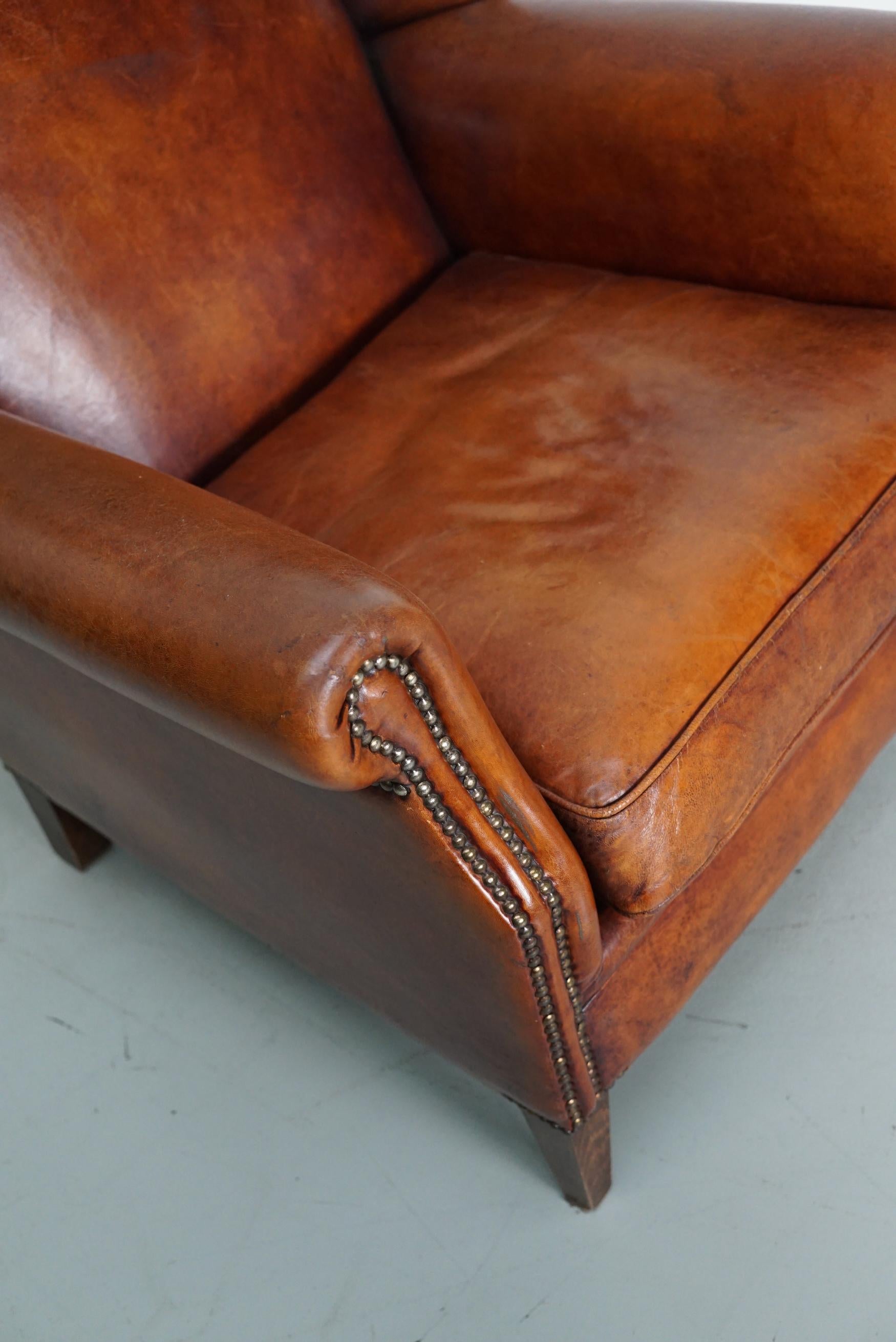 Vintage Dutch Cognac Colored Leather Club Chair 4