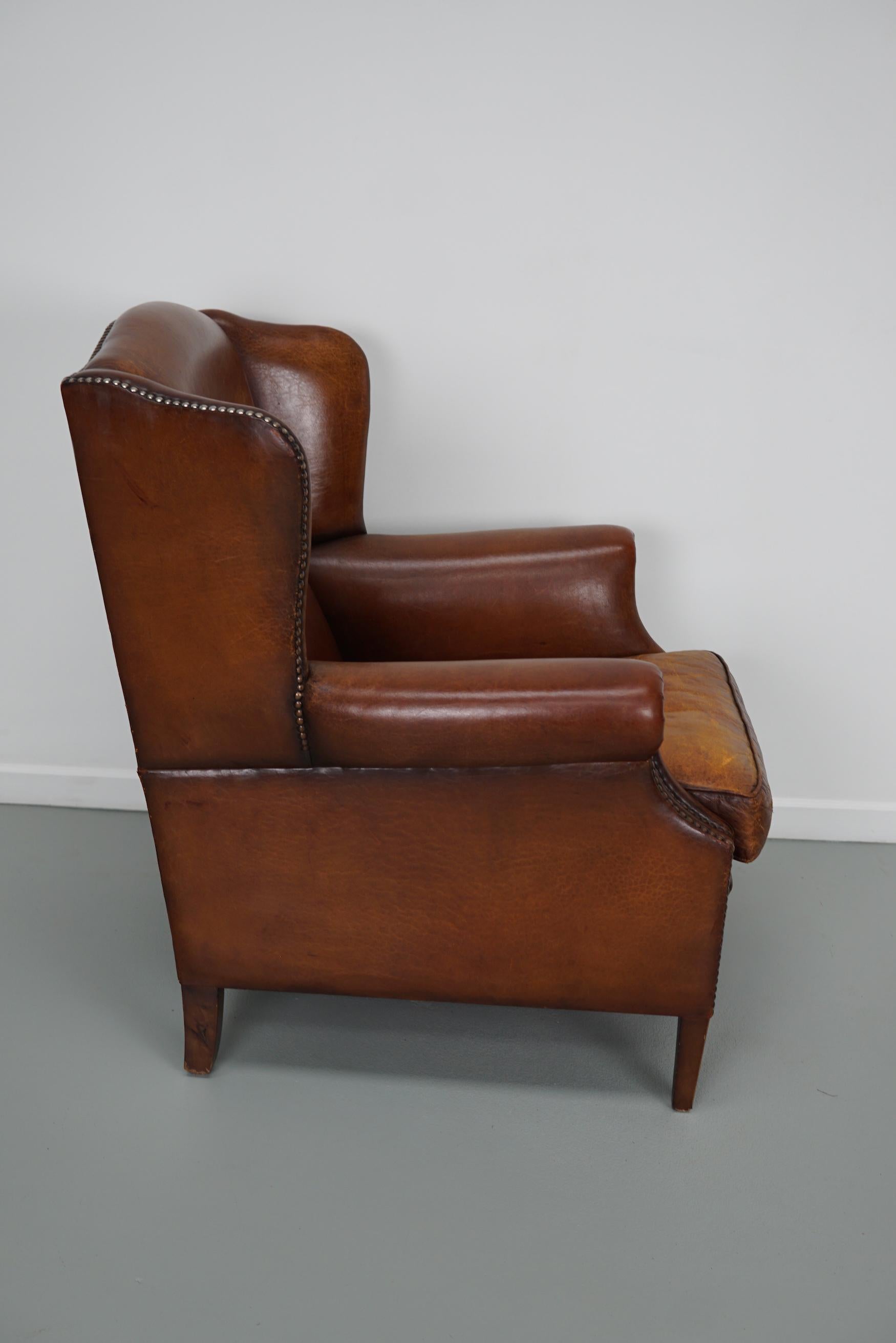 Vintage Dutch Cognac Colored Leather Club Chair For Sale 5