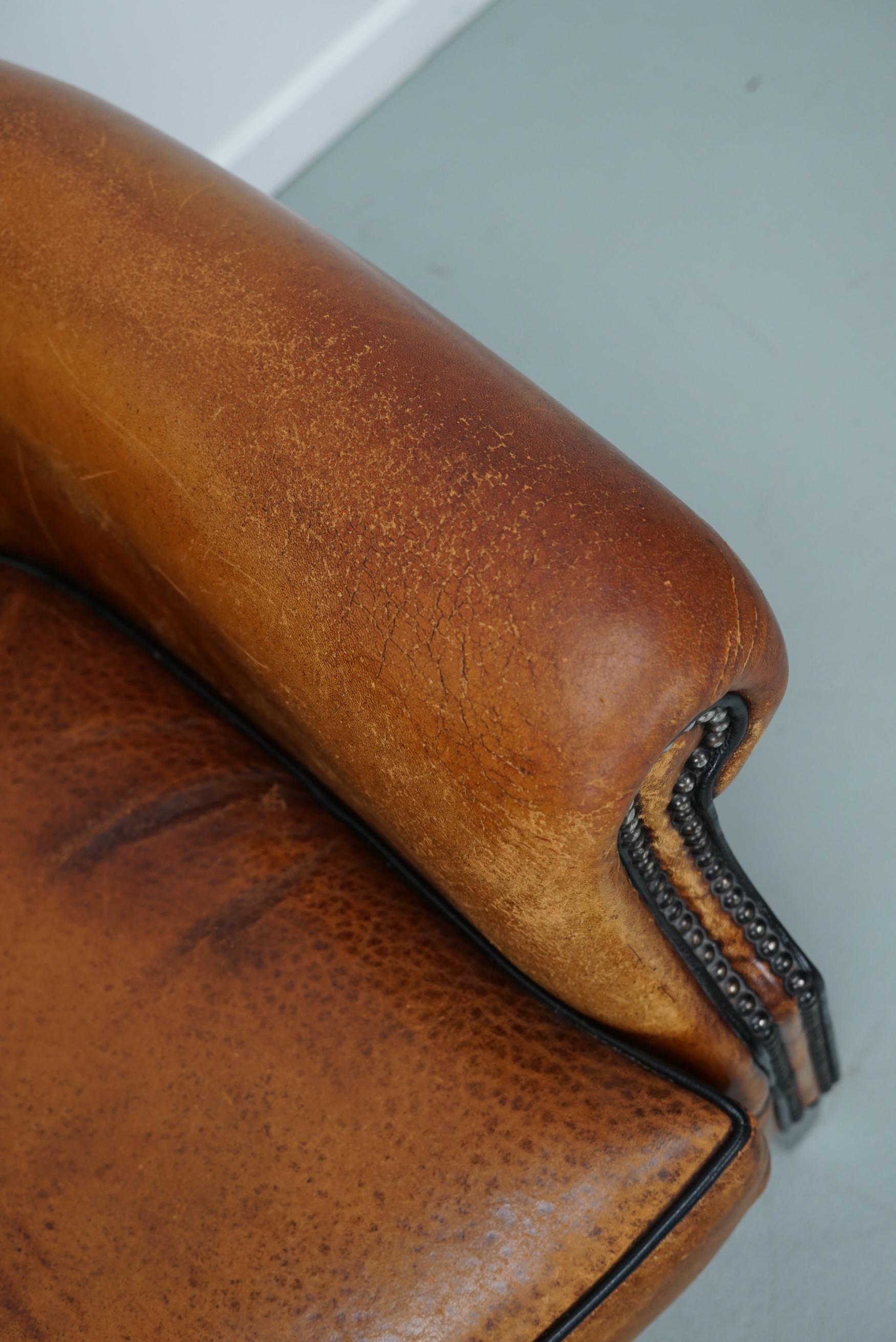 Vintage Dutch Cognac Colored Leather Club Chair For Sale 5