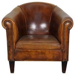 Vintage Dutch Cognac-Colored Leather Club Chair