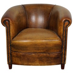 Vintage Dutch Cognac-Colored Leather Club Chair