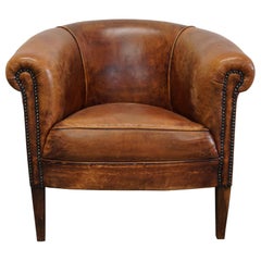Vintage Dutch Cognac-Colored Leather Club Chair
