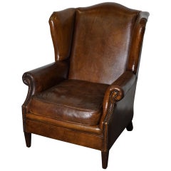 Vintage Dutch Cognac-Colored Leather Club Chair