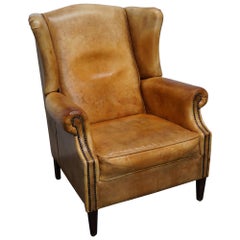 Vintage Dutch Cognac Colored Leather Club Chair