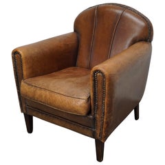 Vintage Dutch Cognac Colored Leather Club Chair