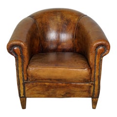 Vintage Dutch Cognac Colored Leather Club Chair