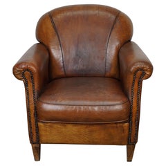 Vintage Dutch Cognac Colored Leather Club Chair