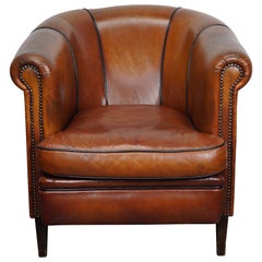 Vintage Dutch Cognac Colored Leather Club Chair