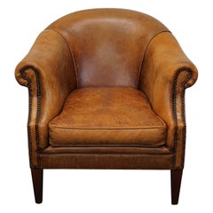 Vintage Dutch Cognac Colored Leather Club Chair