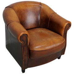 Vintage Dutch Cognac Colored Leather Club Chair