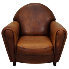 Vintage Dutch Cognac Colored Leather Club Chair