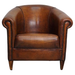 Vintage Dutch Cognac Colored Leather Club Chair