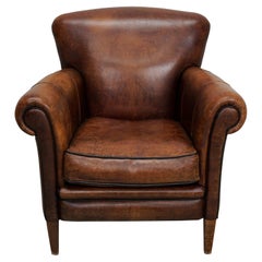 Vintage Dutch Cognac Colored Leather Club Chair
