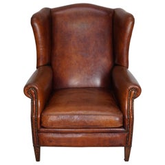 Vintage Dutch Cognac Colored Leather Club Chair