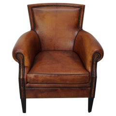 Vintage Dutch Cognac Colored Leather Club Chair