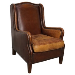 Vintage Dutch Cognac Colored Leather Club Chair
