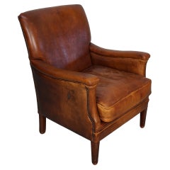 Vintage Dutch Cognac Colored Leather Club Chair