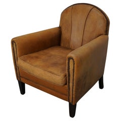 Vintage Dutch Cognac Colored Leather Club Chair