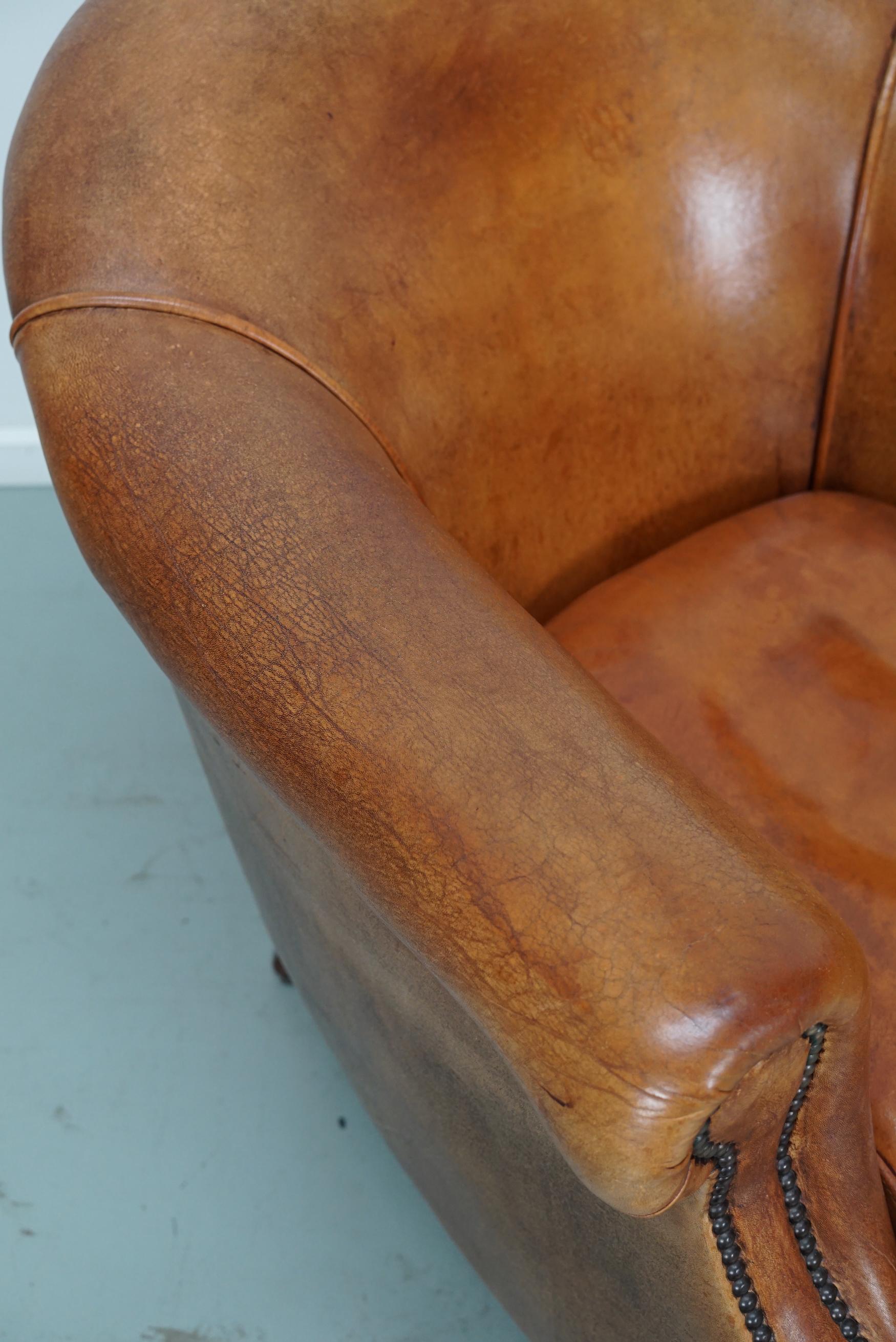 Fauteuil club néerlandais vintage en cuir de couleur cognac, lot de 2 5