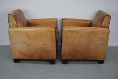 Vintage Dutch Cognac Colored Leather Club Chair, Set of 2