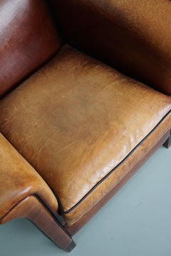Vintage Dutch Cognac Colored Leather Club Chair, Set of 2