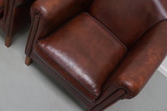 Vintage Dutch Cognac Colored Leather Club Chair, Set of 2