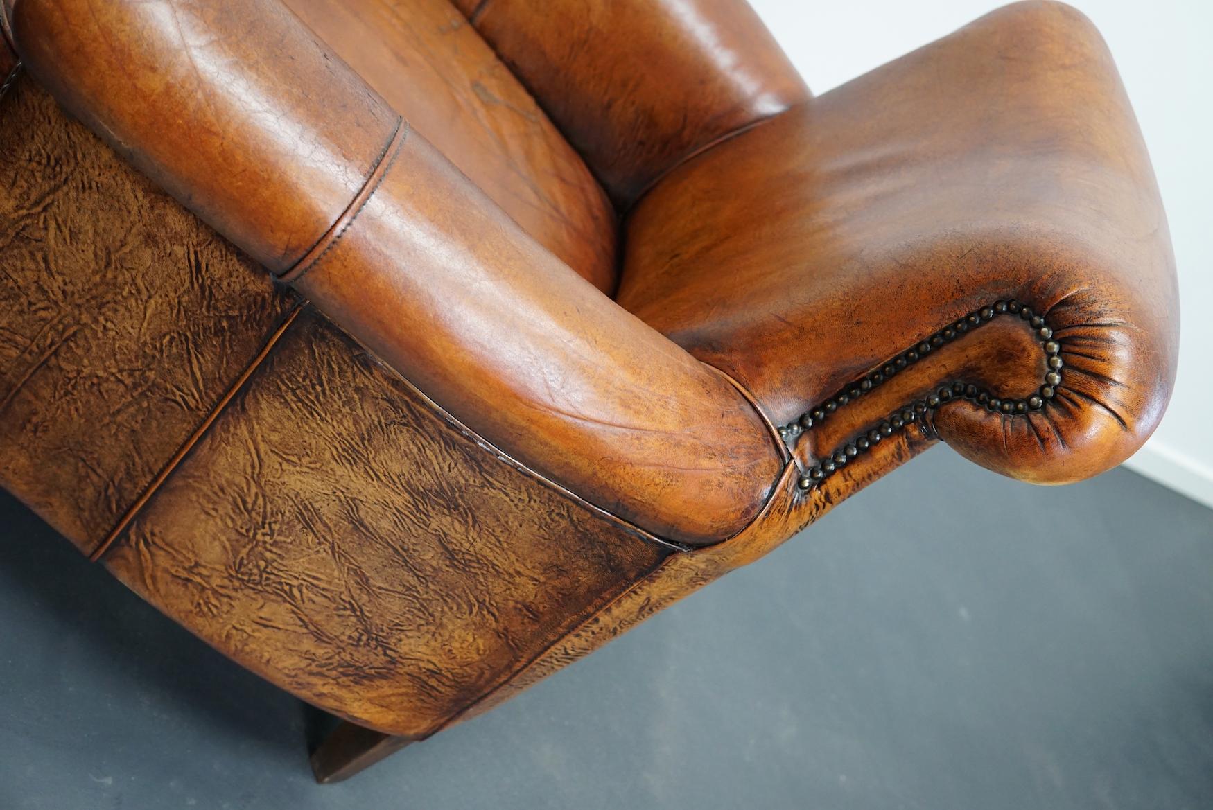 Vintage Dutch Cognac Colored Leather Club Chair, Set of 2 14