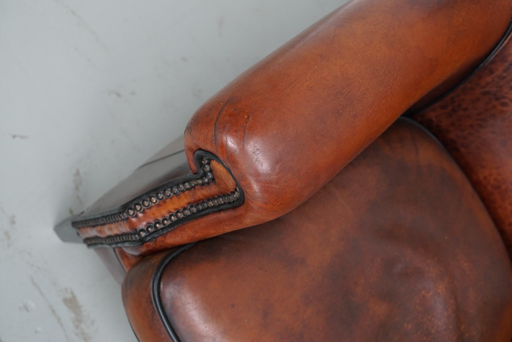 holländischer Cognacfarbener Clubsessel aus Leder, 2er-Set (Niederländisch) im Angebot