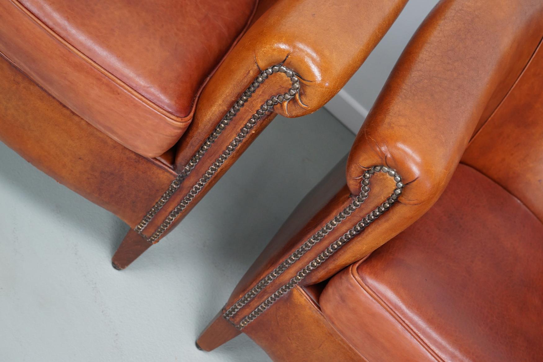 holländischer Cognacfarbener Clubsessel aus Leder, 2er-Set im Zustand „Gut“ im Angebot in Nijmegen, NL