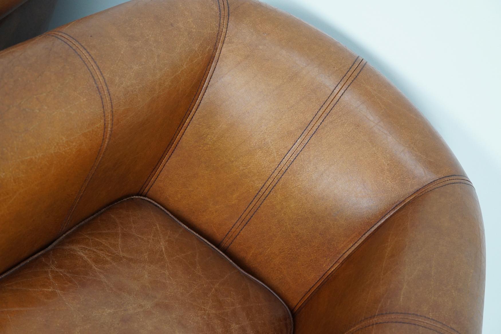 holländischer Cognacfarbener Clubsessel aus Leder, 2er-Set im Zustand „Gut“ im Angebot in Nijmegen, NL