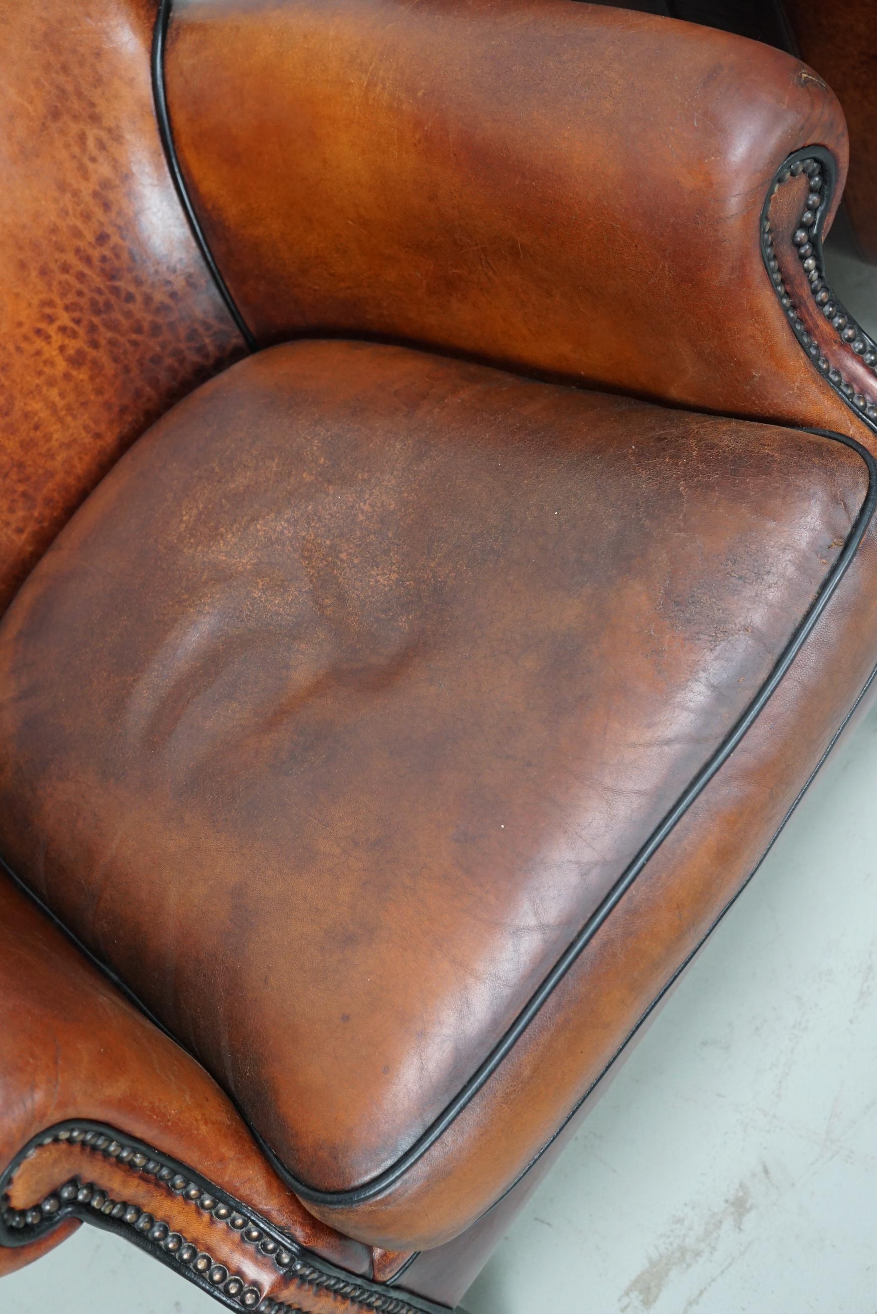 holländischer Cognacfarbener Clubsessel aus Leder, 2er-Set im Zustand „Gut“ im Angebot in Nijmegen, NL