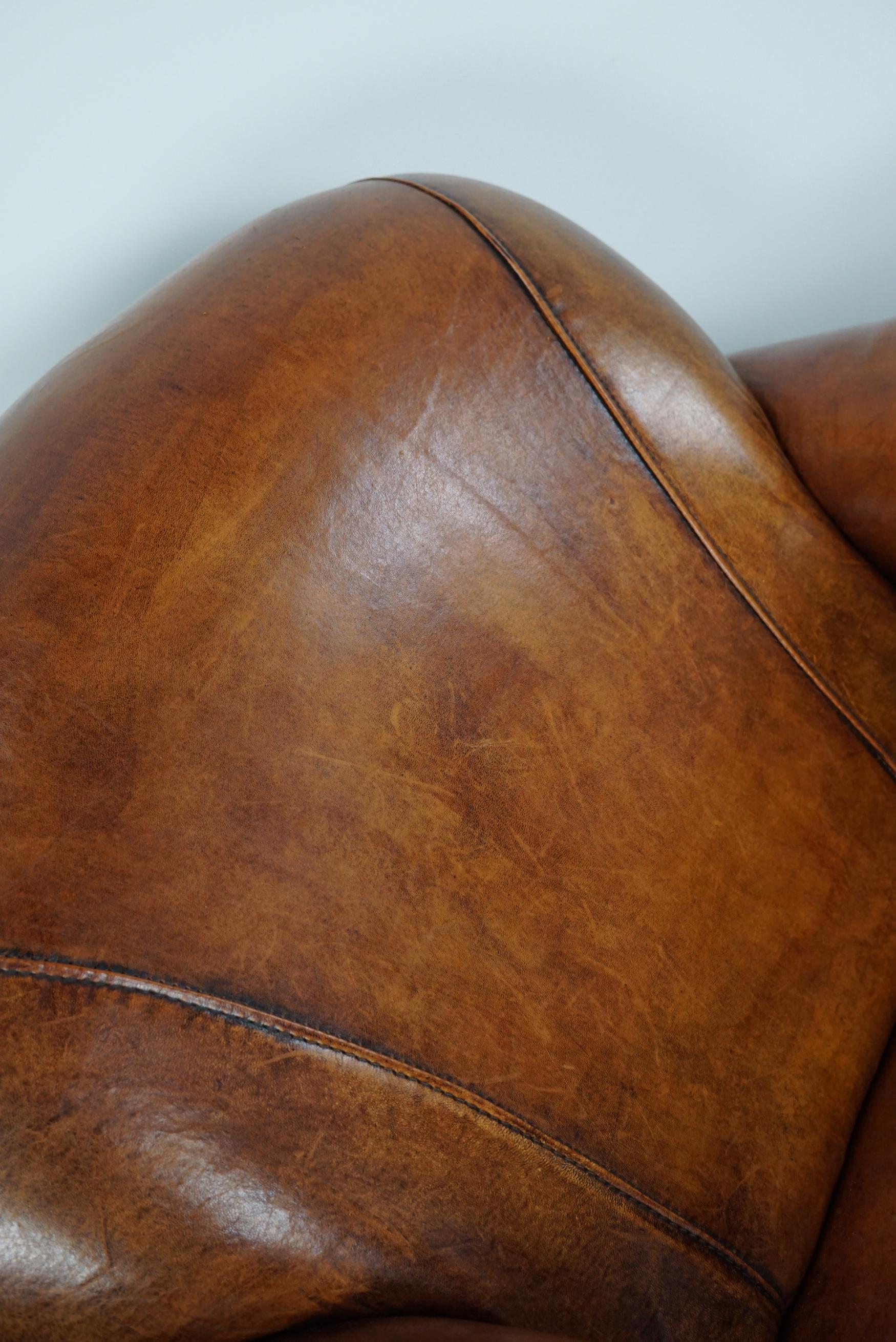 Vintage Dutch Cognac-Colored Leather Club Chair, Set of 2 4