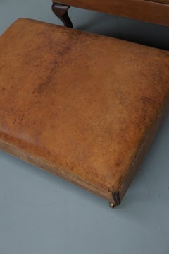 Vintage Dutch Cognac Colored Leather Club Chair, with Footstool