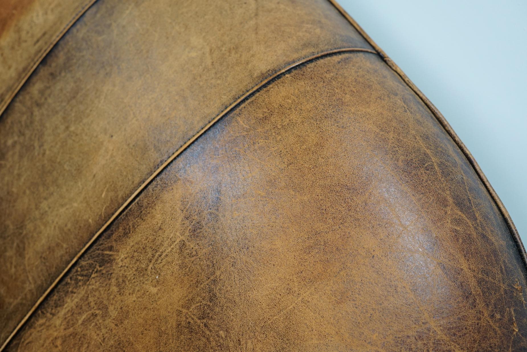 20th Century Vintage Dutch Cognac Leather 2-Seat Sofa