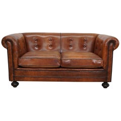 Vintage Dutch Cognac Leather 2-Seat Sofa