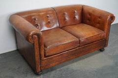 Vintage Dutch Cognac Leather 2-Seat Sofa