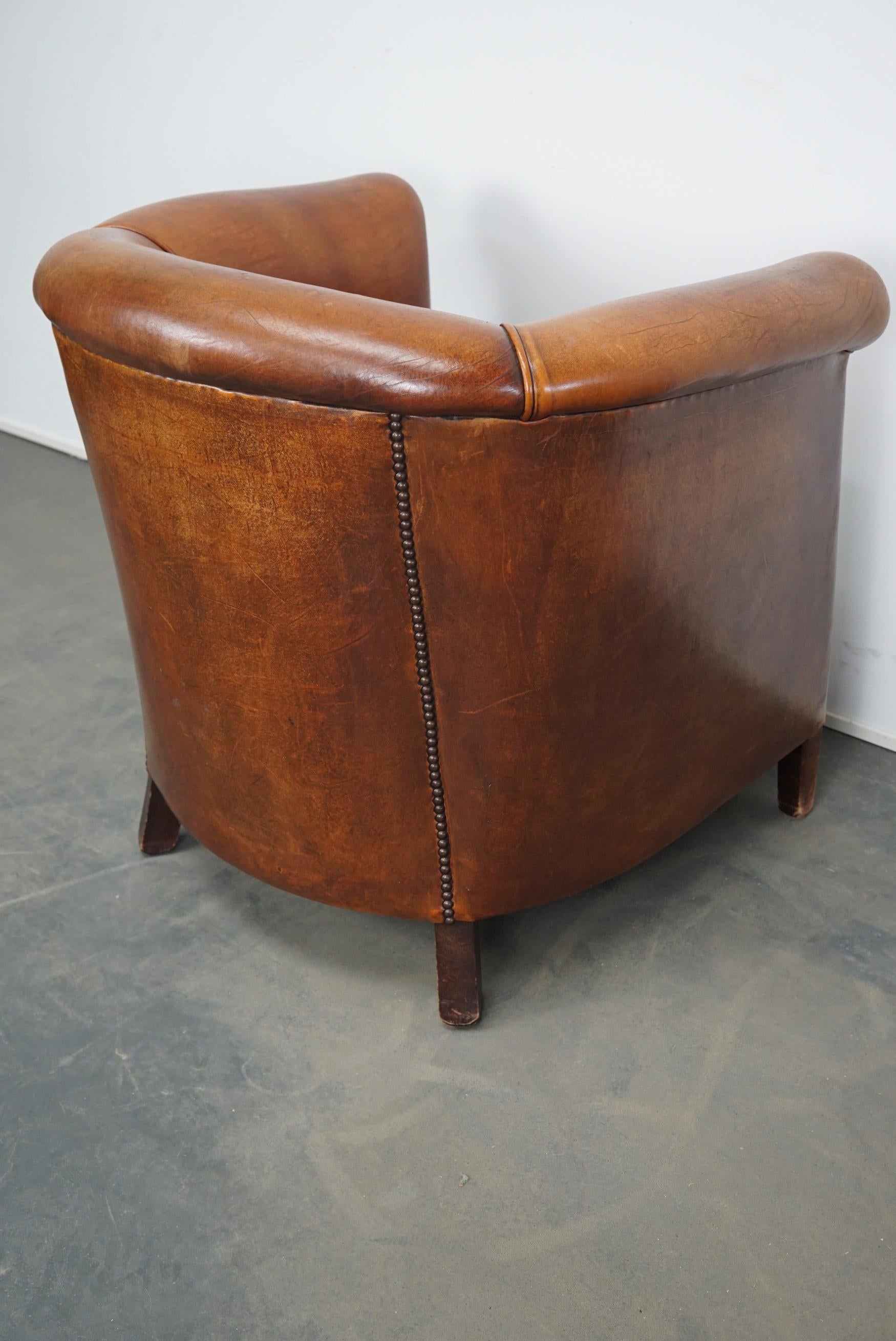 Vintage Dutch Cognac Leather Club Chair 6