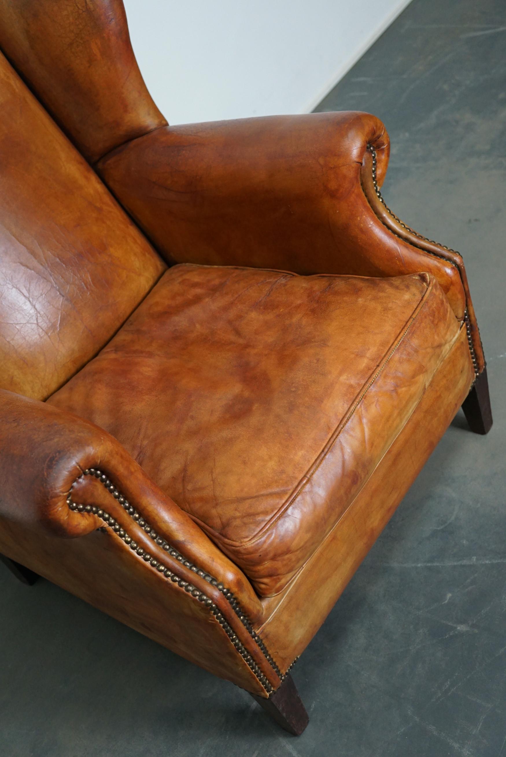 Industrial Vintage Dutch Cognac Leather Club Chair