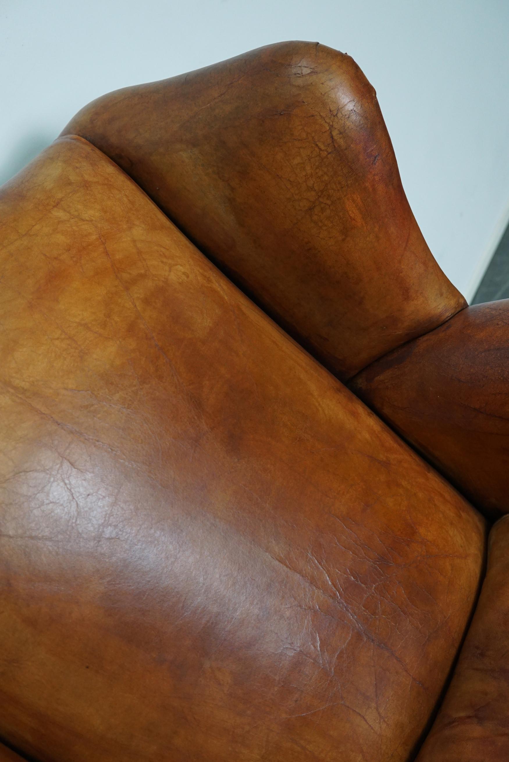 Late 20th Century Vintage Dutch Cognac Leather Club Chair