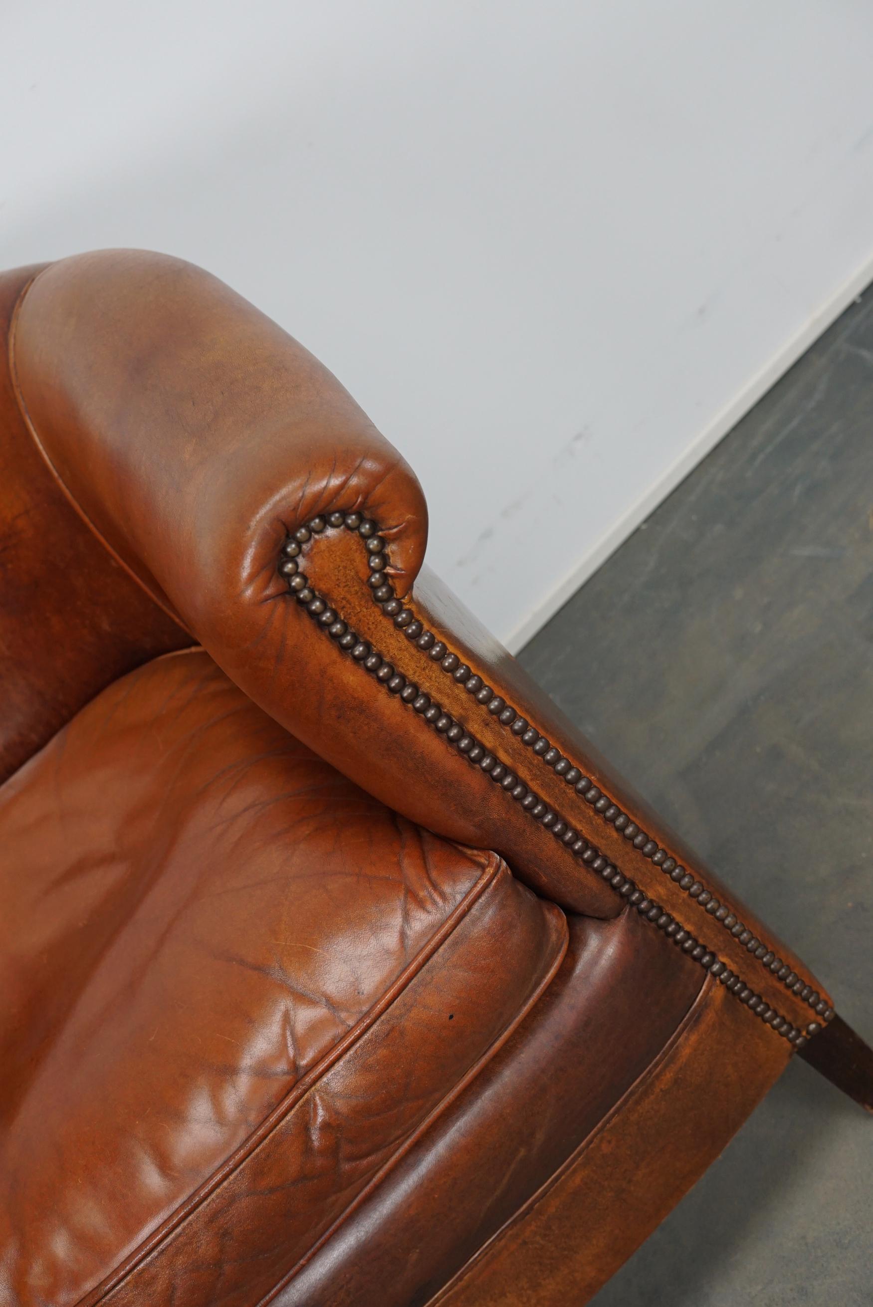 Late 20th Century Vintage Dutch Cognac Leather Club Chair