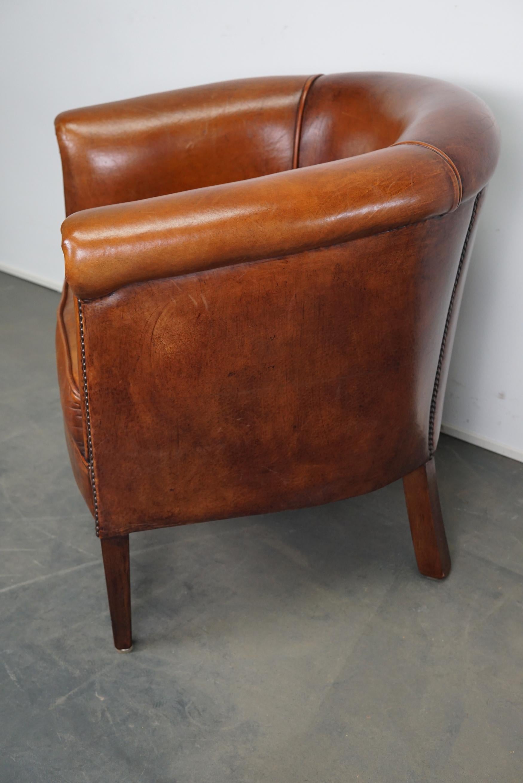 Vintage Dutch Cognac Leather Club Chair 1