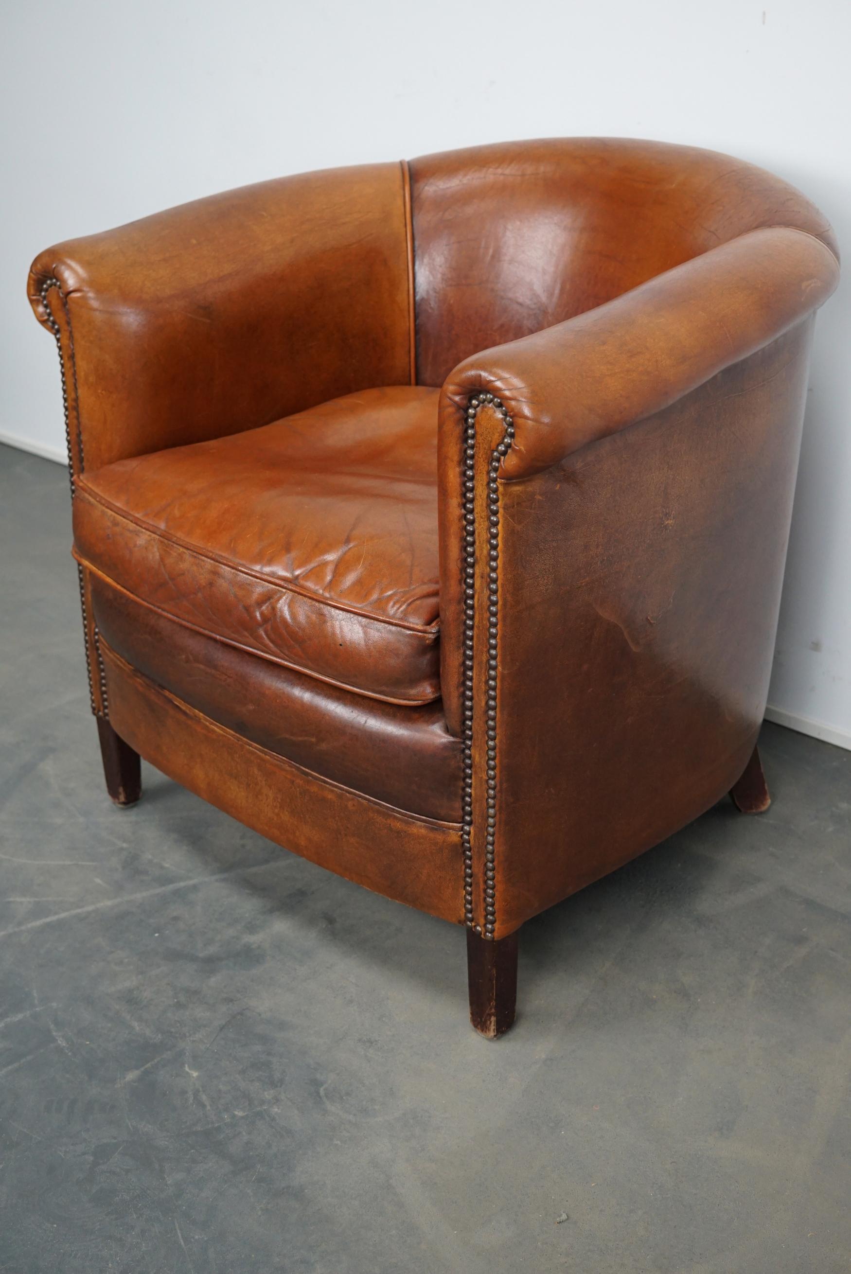 Vintage Dutch Cognac Leather Club Chair 1