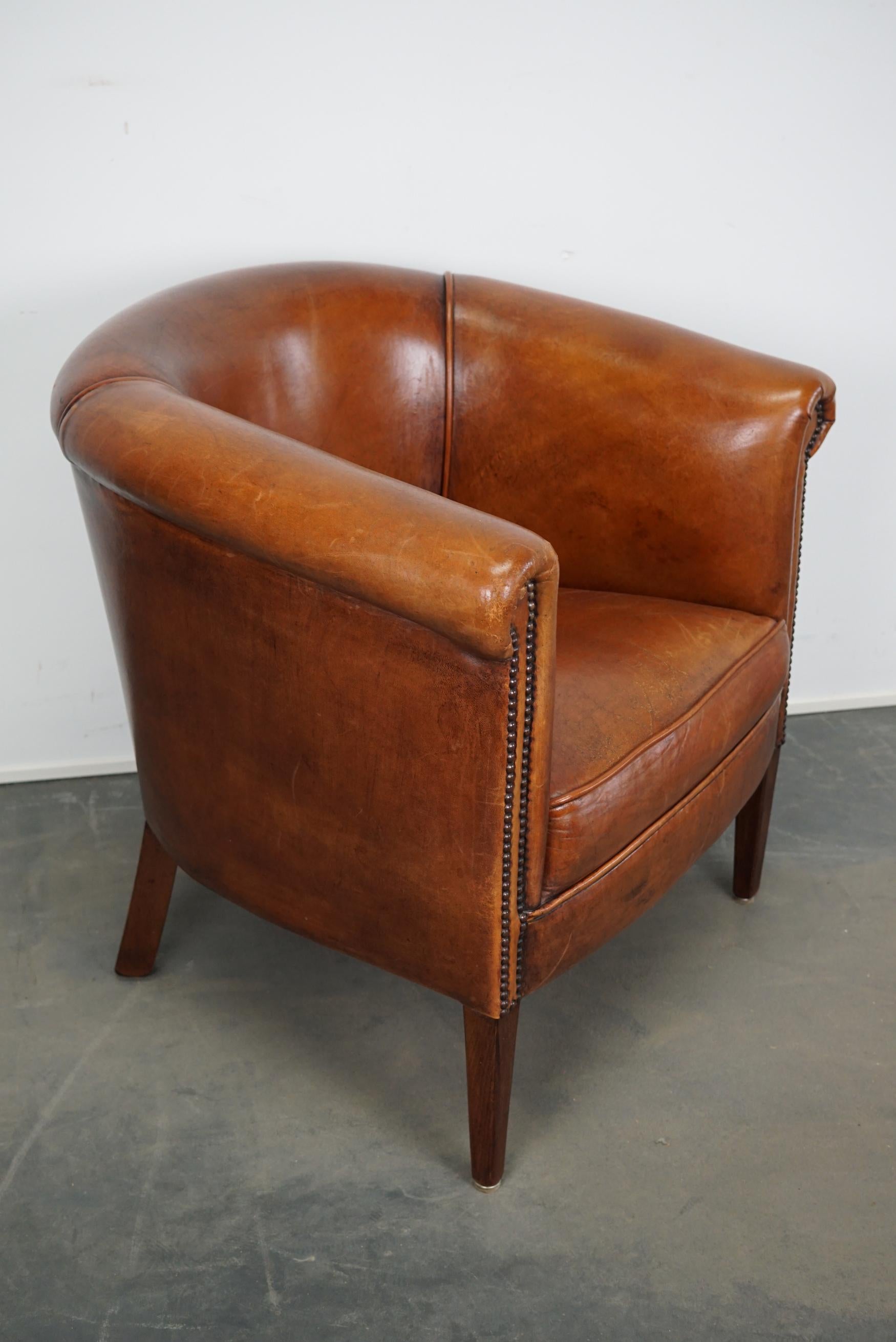 Vintage Dutch Cognac Leather Club Chair 2