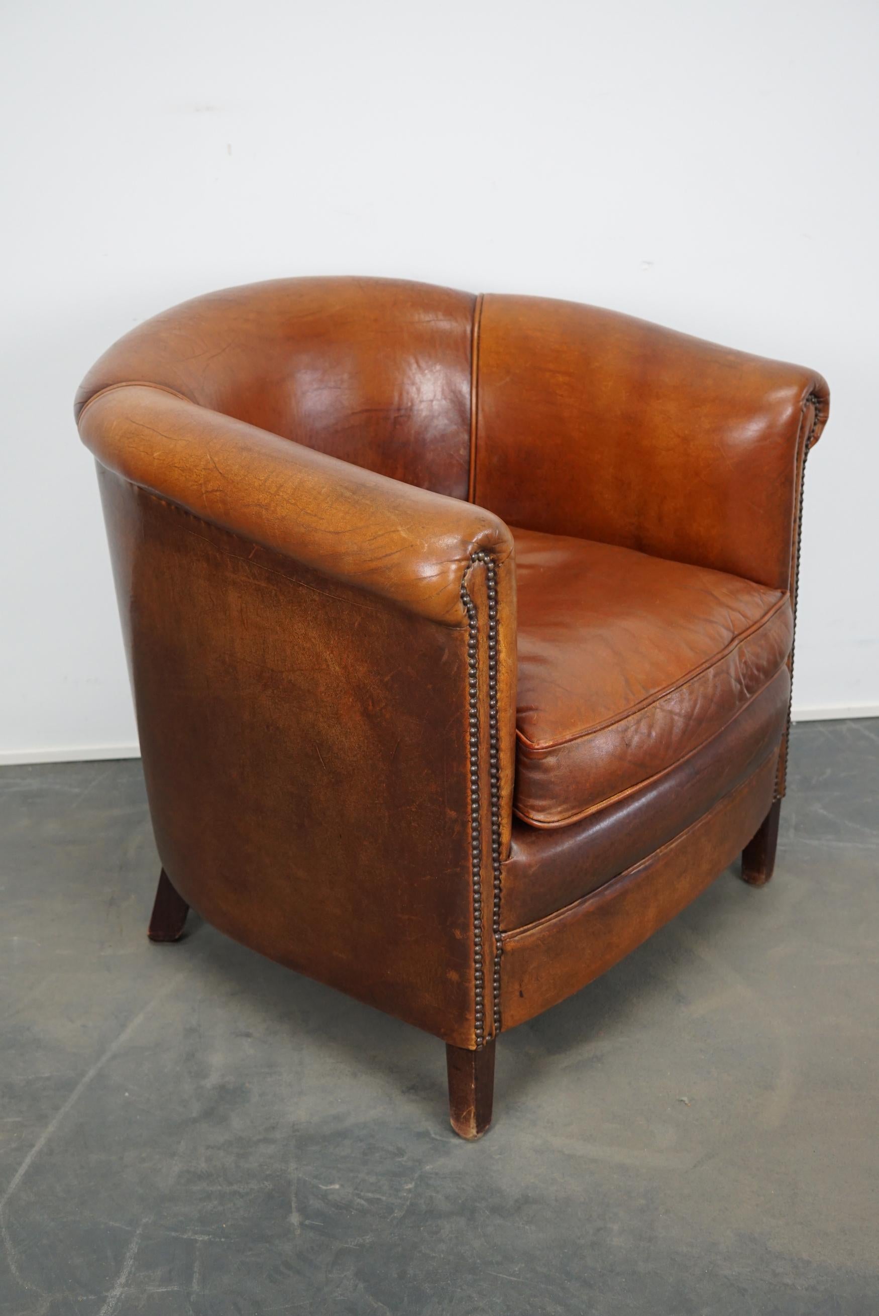 Vintage Dutch Cognac Leather Club Chair 3