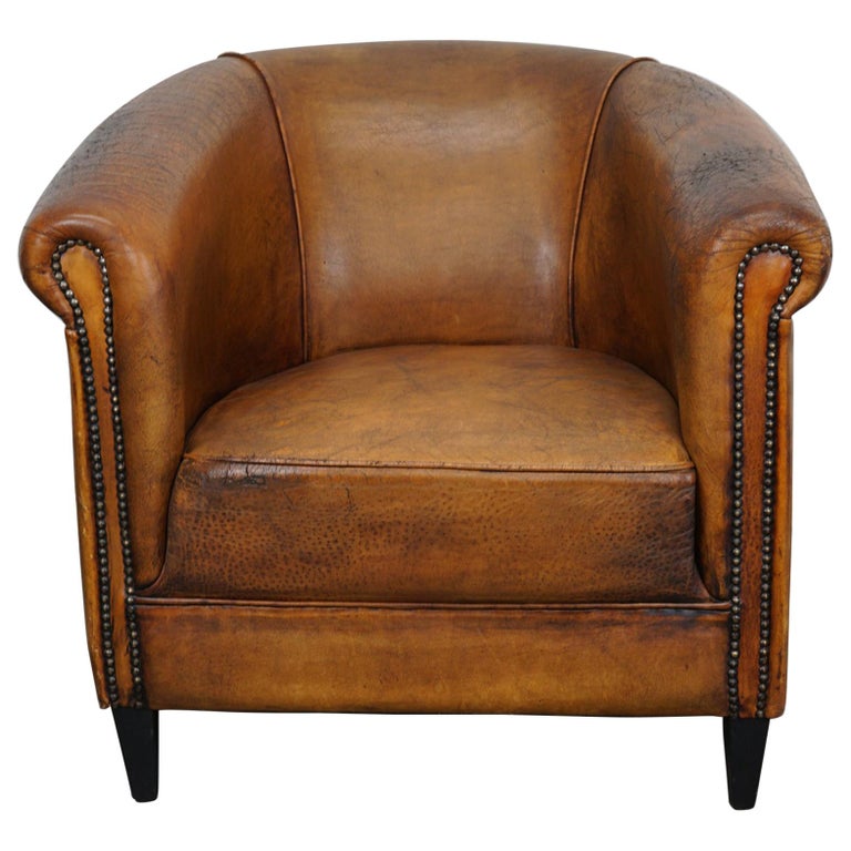 Vintage Dutch Cognac Leather Club Chair For Sale At 1stdibs