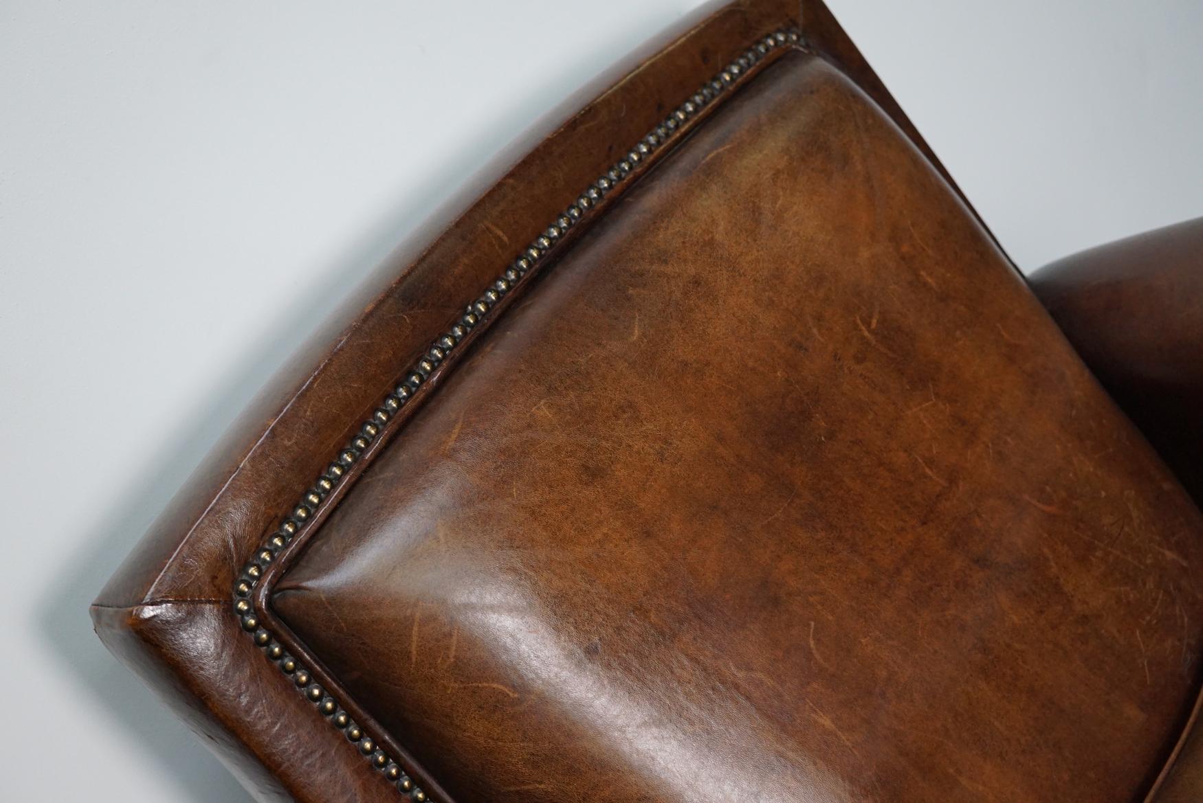 Vintage Dutch Cognac Leather Club Chairs, Set of 2 3