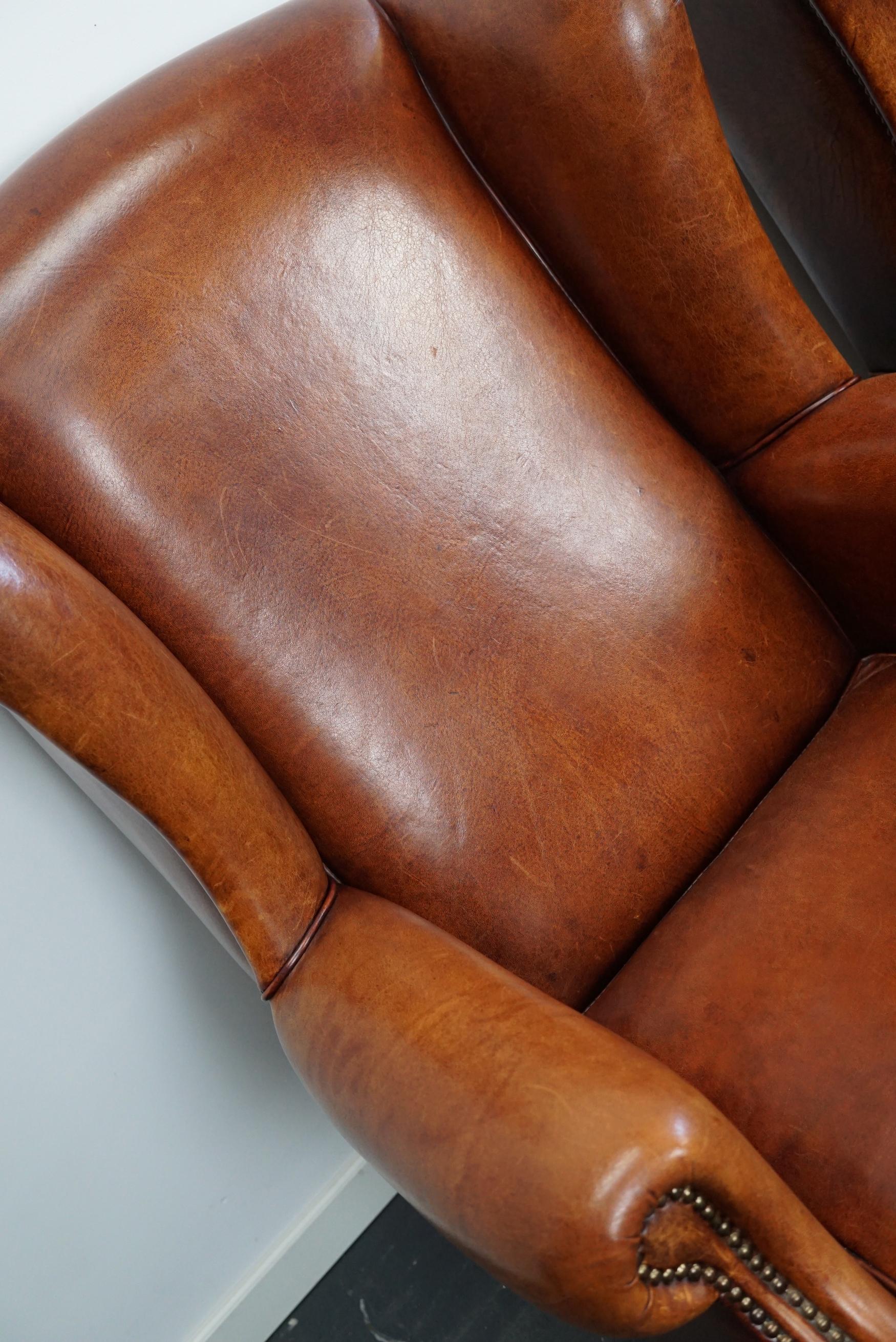 Vintage Dutch Cognac Leather Club Chairs, Set of 2  6