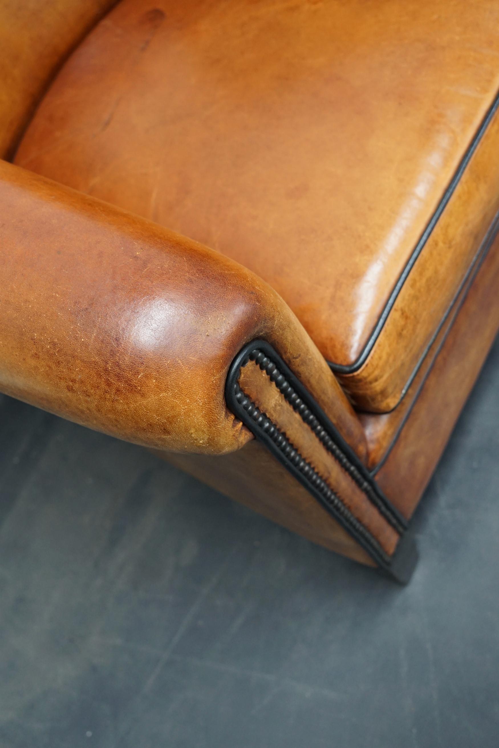 Vintage Dutch Cognac Leather Club Chairs, Set of 2 11