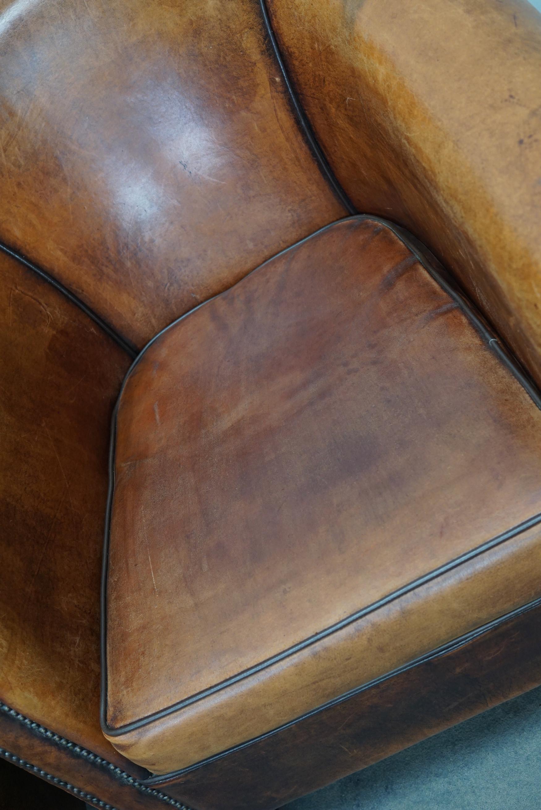 Vintage Dutch Cognac Leather Club Chairs, Set of 2 13