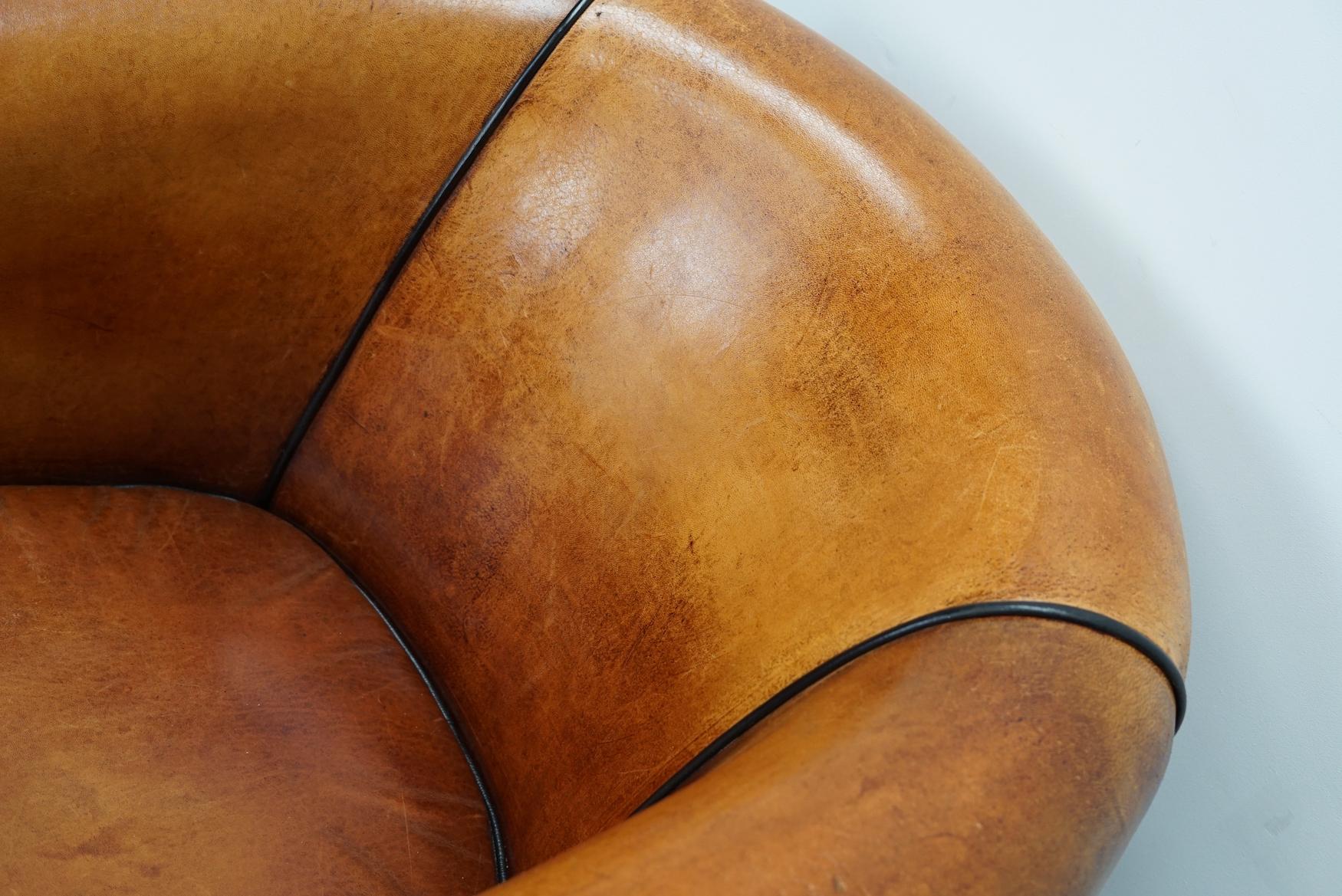 Vintage Dutch Cognac Leather Club Chairs, Set of 2 13